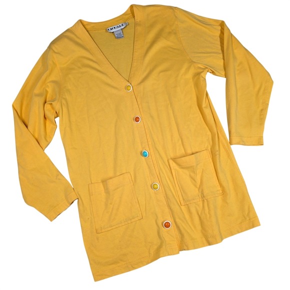 Richard and Company Sweaters - Vintage Richard & Company Cardigan Yellow Colorful Button Medium 90s Primary Art